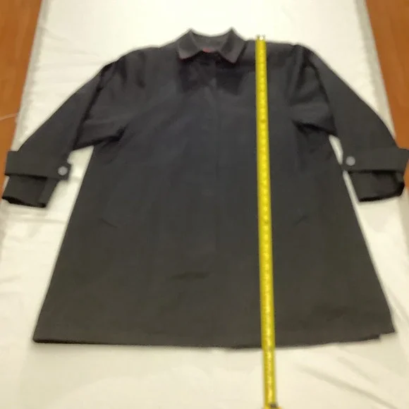 London Fog Women's Black Double Breasted Trench Coat Size 12 Reg - Picture 2 of 11